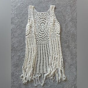 Women’s Umgee Cream Crochet Long Vest- Size 2XL